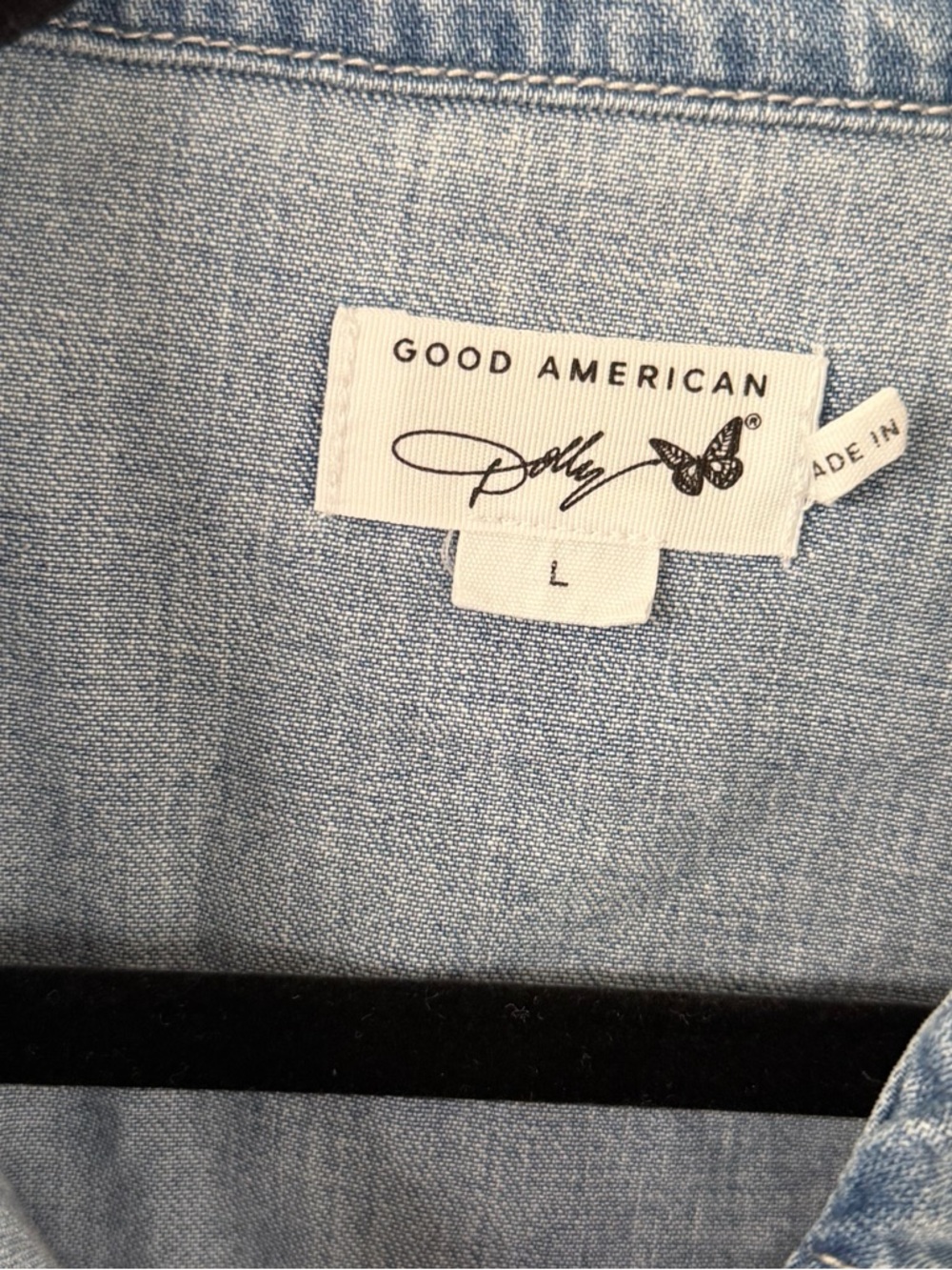 Good American Light Blue Long Sleeve Slim Fit Denim Shirt - Picture 10 of 10